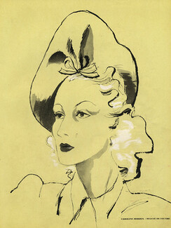 Caroline Reboux 1946 Jeb Hats Fashion Illustration