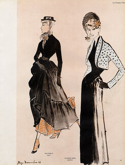 Roger Descombes 1948 Molyneux & Jacques Heim, Evening Gown, Fashion Illustration