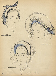 Anne Rozatty 1947 Hats, Nelly Levasseur, Simone Cange