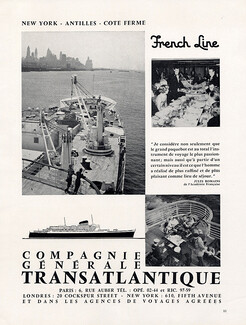 Compagnie Générale Transatlantique 1957 Jules Romans quote