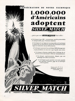 Silver Match 1957 Lighter Statue Of Liberty