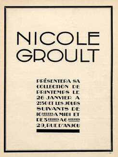 Nicole Groult 1927 Address: 29 rue d'Anjou, Paris