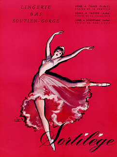 Sortilège (Lingerie) 1957 Stockings, Brassiere, Ballet