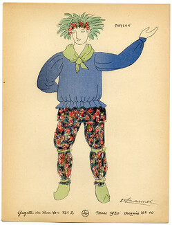 Paysan, 1920 - Fauconnet, Theatre Costume. La Gazette du Bon Ton, n°2 — Croquis n°10