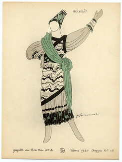 Polixénès, 1920 - Fauconnet, Theatre Costume. La Gazette du Bon Ton, n°2 — Croquis n°15
