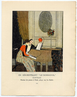 Gazette du Bon Ton 1914 Gaveau en Dechiffrant Le Rossignol