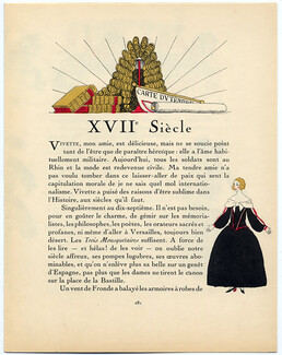 XVIIe Siècle, 1921 - Edouard Marty Fashion Illustration, Carosse, Gazette du Bon Ton, Text by Chantegrillet, 4 pages