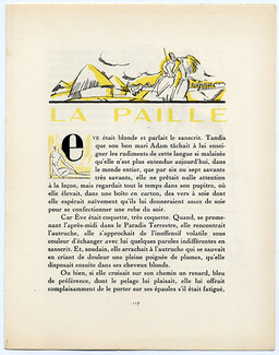 La Paille, 1921 - Pierre Mourgue Gazette du Bon Ton, Texte par Marcel Astruc, 4 pages