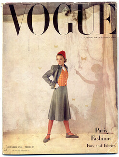 British Vogue October 1946 Paris Fashions Furs and Fabrics, 116 pages