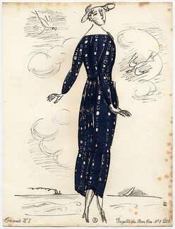Croquis de Modes, 1920 - Raoul Dufy. La Gazette du Bon Ton, n°1 — Croquis N°1