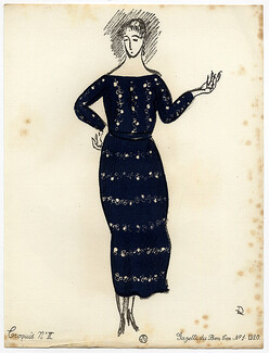 Croquis de Modes, 1920 - Raoul Dufy. La Gazette du Bon Ton, n°1 — Croquis N°2