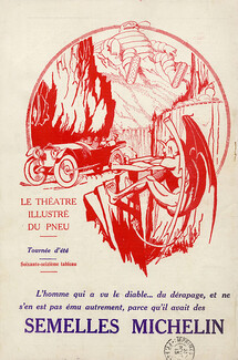 Semelles Michelin 1913 - 76ème tableau ''Tournée d'été'' Bibendum