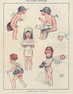 Léonnec 1918 ''Une Page d'Amours'' children, Nurse, aviator, Angel