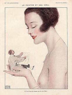 Léonnec 1922 ''Le Peintre et son idéal'' Model Topless, Painter
