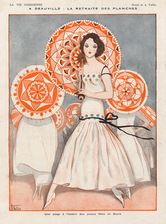 Armand Vallée 1922 ''A Deauville...'' umbrella, Summer Dress