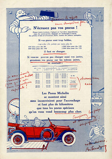 Michelin 1914 - 96ème tableau ''N'écrasez pas vos pneus'' Cousyn