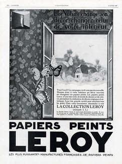 Papiers Peints Leroy (Wallpapers) 1928 St Jean, butterfly