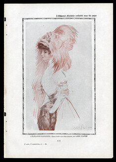 Abel Faivre 1909 "L'Elegance Parisienne" dessin inédit
