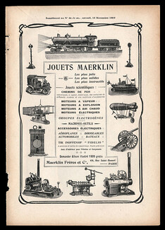 Jouets Maerklin Frères (Toys) 1909 Train Ship Boat Airplane