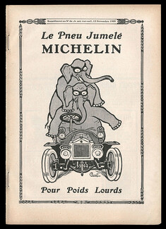 Michelin 1909 ''Le Pneu Jumelé'' Chenet, elephant