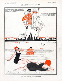 Jaques 1920 ''Le Vertige des Cimes'' La montagne et La Mer, Beach, Seashore, Bathing Beauty, Mountaineering