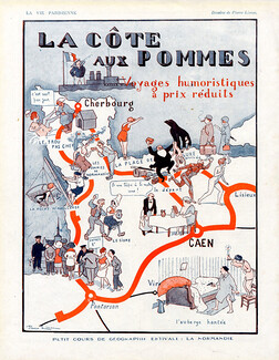 Pierre Lissac 1920 ''La Côte aux Pommes'' Caen, Cherbourg... Région Normandie