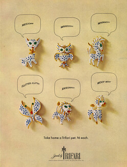 Trifari (Jewels) 1967 Bestiaire, Animals Clips
