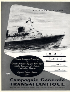 Compagnie Générale Transatlantique 1956 Transatlantic Liner