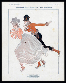 George Barbier 1917 ''Nouvelle image pour un vieux quatrain'' ice skating