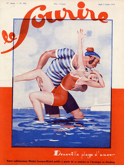 Leo Fontan 1932 Deauville Sailor Bathing beauty