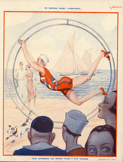 Georges Pavis 1930 Sport Beach "L'Aéro Roue" Swimmer