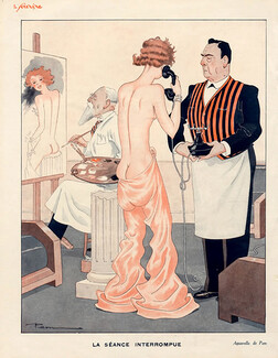 Pem 1932 Painter, Model Nude, Van Dongen Caricature