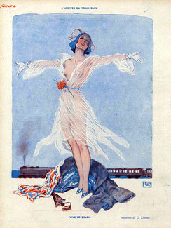Leonnec 1930 Blue Train, Attractive Girl