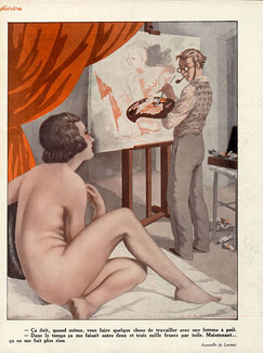 Fabius Lorenzi 1932 Nude Model, Painter