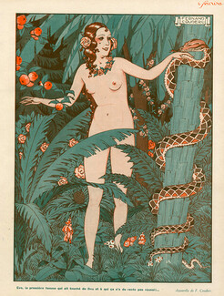 Fernand Couderc 1930 Nude, Adam & Eve, Snake