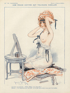 Maurice Milliere 1918 Topless Sexy looking girl Lingerie