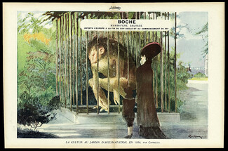 Cappiello 1915 ''La Kultur au Jardin d'Acclimatation'' Boche, Caricature