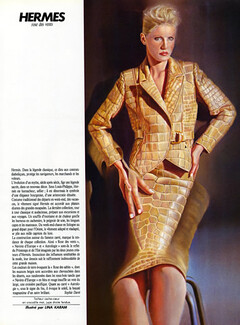 Hermès (Couture) 1984 Crocodile Tailleur, Lina Karam Fashion Illustration