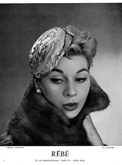 Rébé (Millinery) 1954 Hats Fashion Photography