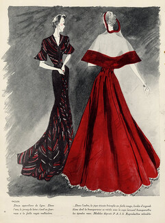 Paquin 1938 Leon Benigni, backless red Evening Gown