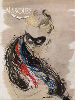 Caroline Reboux 1946 Demachy Mask Feathers