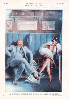 Armand Vallée 1930 ''La Belle Ecouteuse'' Radio Train, Elegant Parisienne
