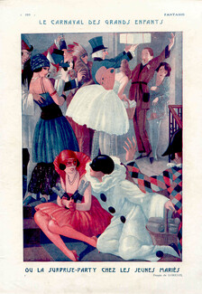 Lorenzi 1923 Carnival, Pierrot, Colombine, Costume Disguise