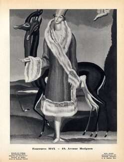 Fourrures Max (Fur Clothing) 1928 Jean Dupas, Original Lithograph PAN Paul Poiret
