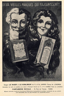 H. & W. Harris Frères de Londres (Chemist) 1925 "Niger" & "Sublimior" Hair Care, Henry Le Monnier