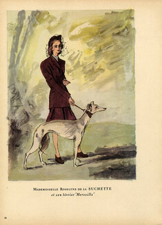 Pierre Mourgue 1947 Roselyne de la Suchette (Greyhound) & Amédée de Broglie (Poodle)