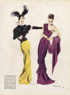 Jeanne Lafaurie 1946 Evening Gown Fashion Illustration