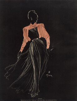 Worth 1945 René Gruau Fashion Illustration