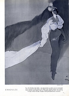 Jacques Fath 1948 Soie Enroulée, René Gruau, Fashion Illustration Evening Gown