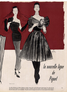 Robert Piguet 1946 René Gruau Fashion Illustration Evening Gown